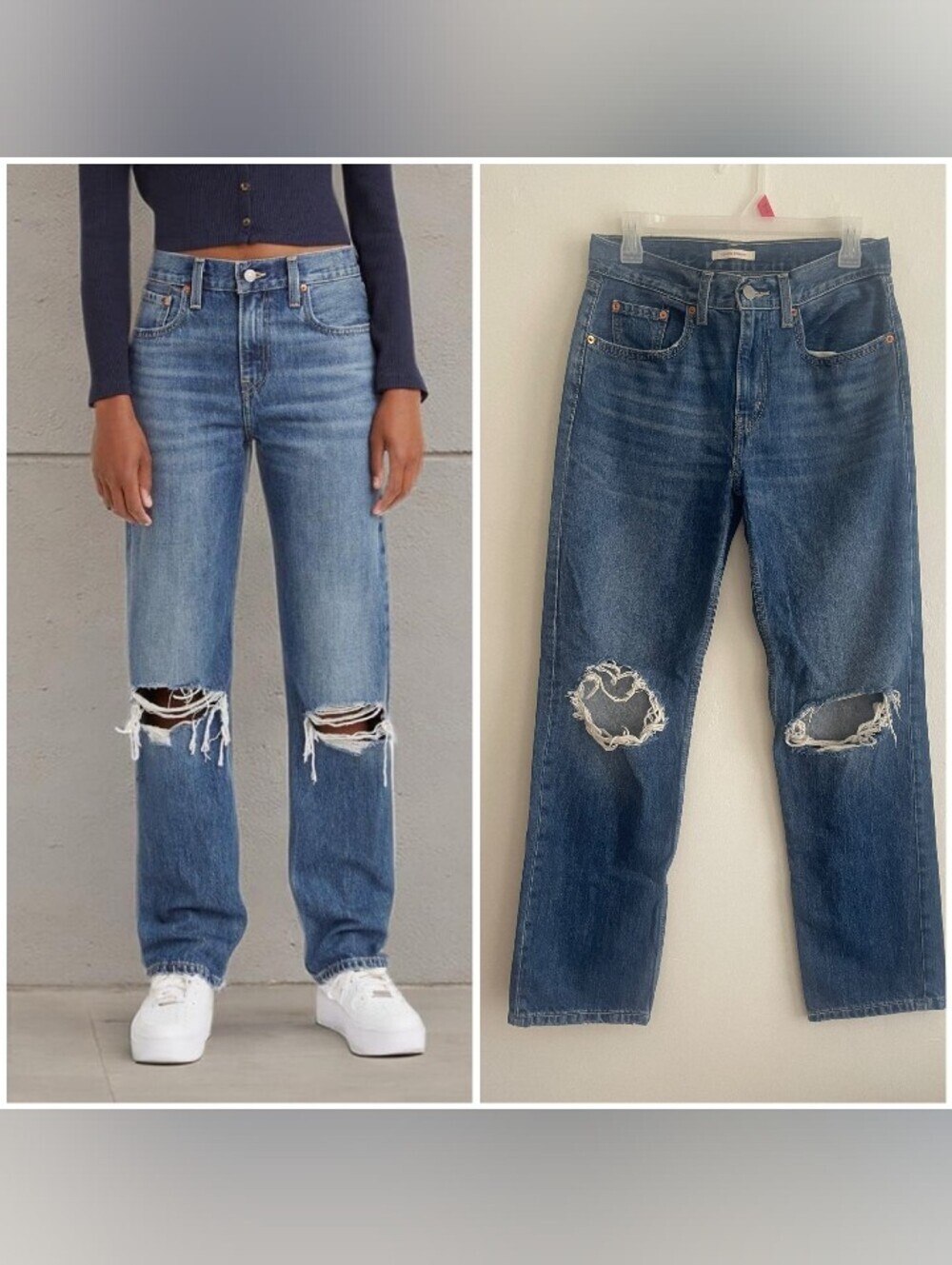 Levi's Low Pro Rise (Profile) Ripped Destroyed Jeans 28 EUC loose Leg Straight